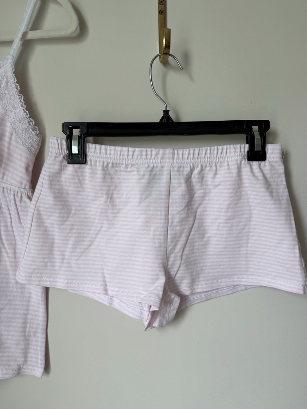 Just Polly Pink Striped lace trim Cami & Shorts cotton Sleep Set - Picture 2 of 8